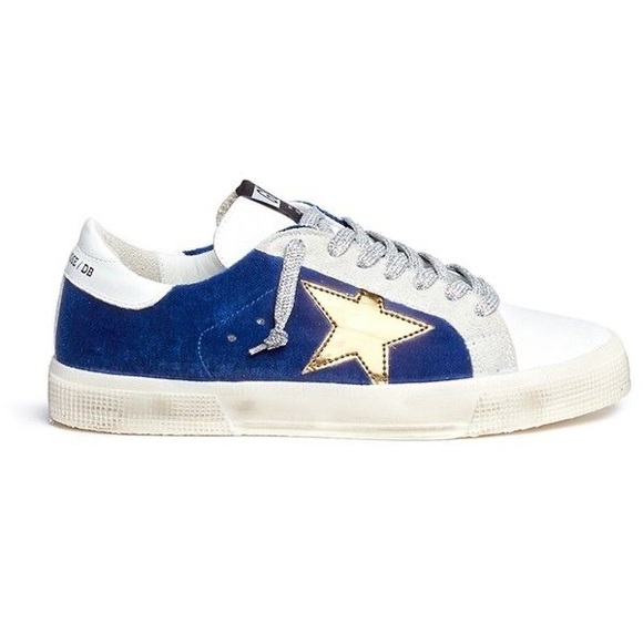 Golden Goose May Blue Velvet Sneakers 
